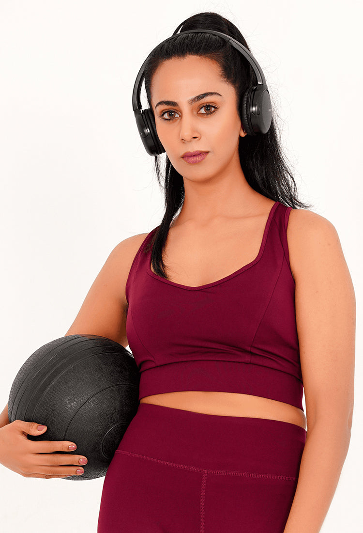 Pro-Fit Padding Sports Bra - Maroon