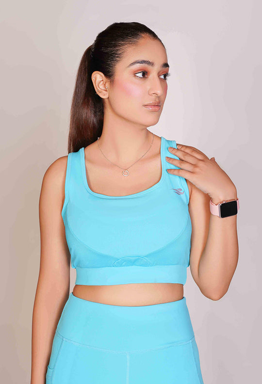 Flexi – Fit Mesh Sports Bra with Pocket - Blue