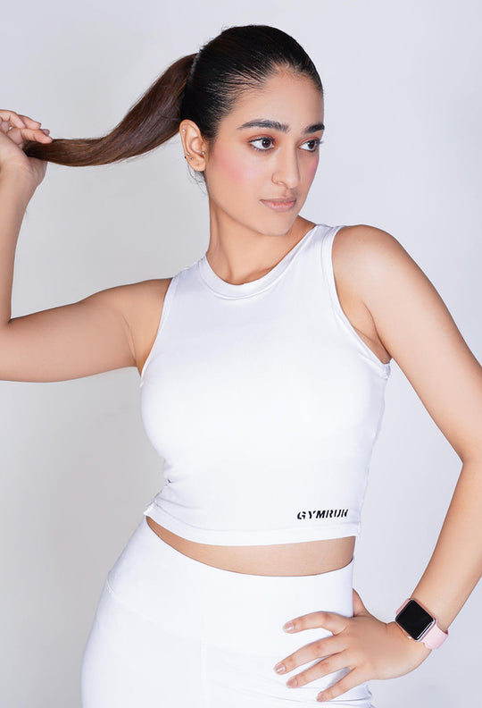 Supreme Padded Ribbed Crop Top - White