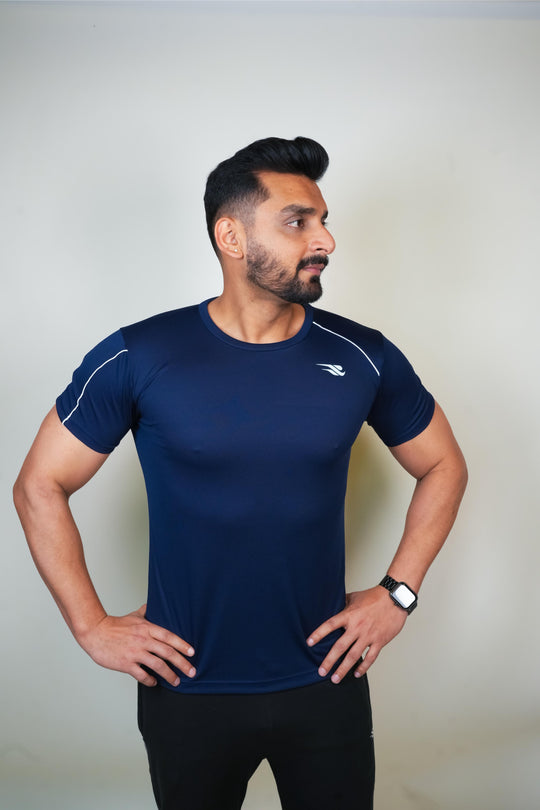 Cool Mesh Tee - Navy Blue - GYMRUN Activewear