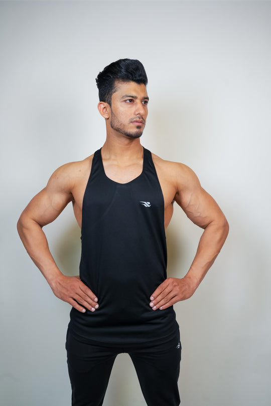 Iconic Training Stringer - Black - GYMRUN Activewear