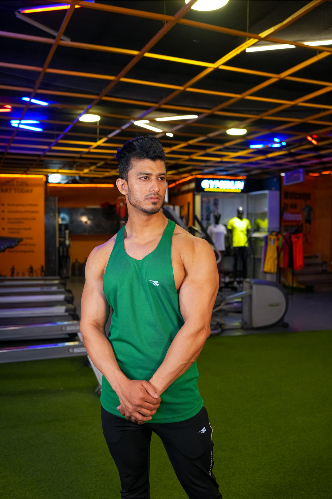 Iconic Training Stringer - Green - GYMRUN Activewear