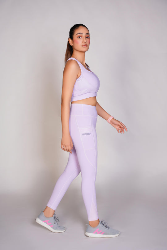 Flexi – Fit Mesh Sports Legging with Pocket - Voilet