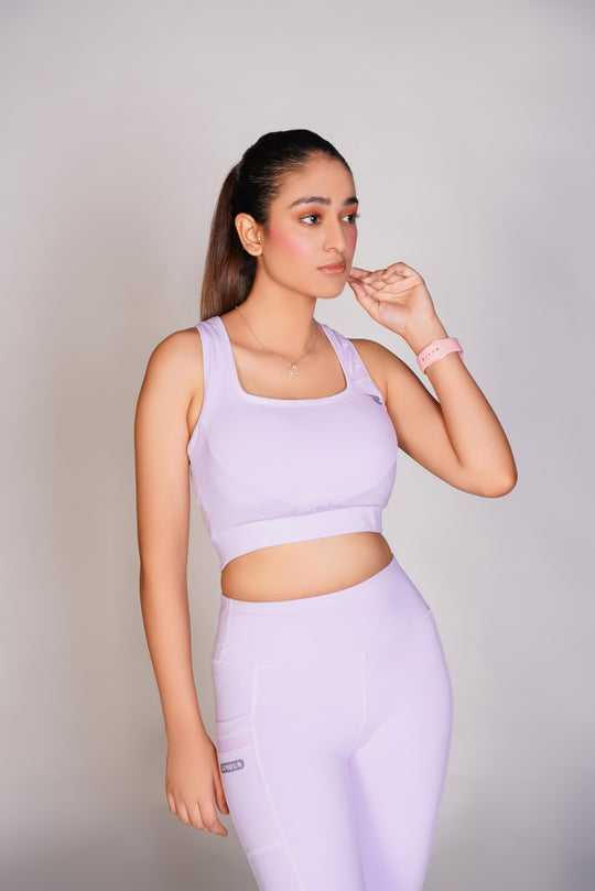 Flexi – Fit Mesh Sports Bra with Pocket - Voilet