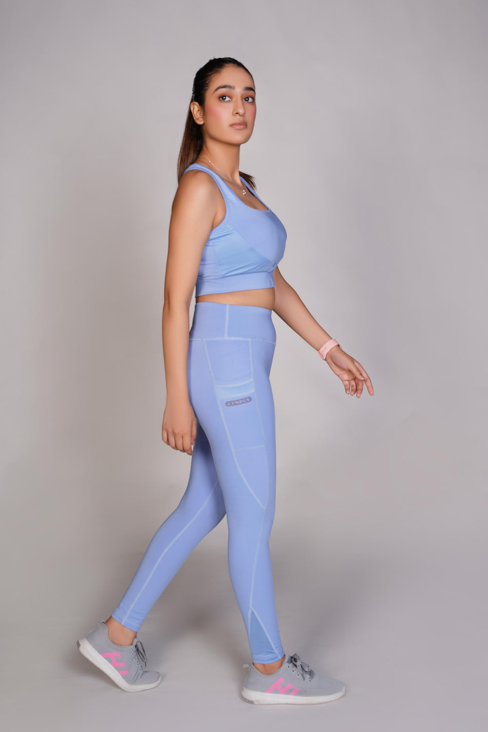 Flexi – Fit Mesh Sports Bra with Pocket - Sky Blue