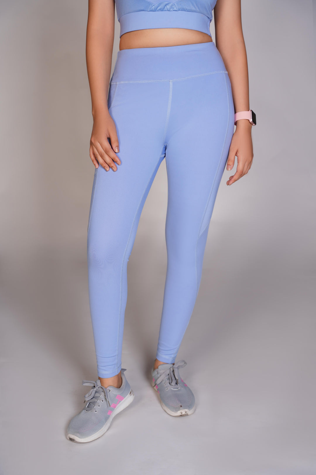 Flexi – Fit Mesh Sports (Sports Bra + Legging) with Pocket - Sky Blue