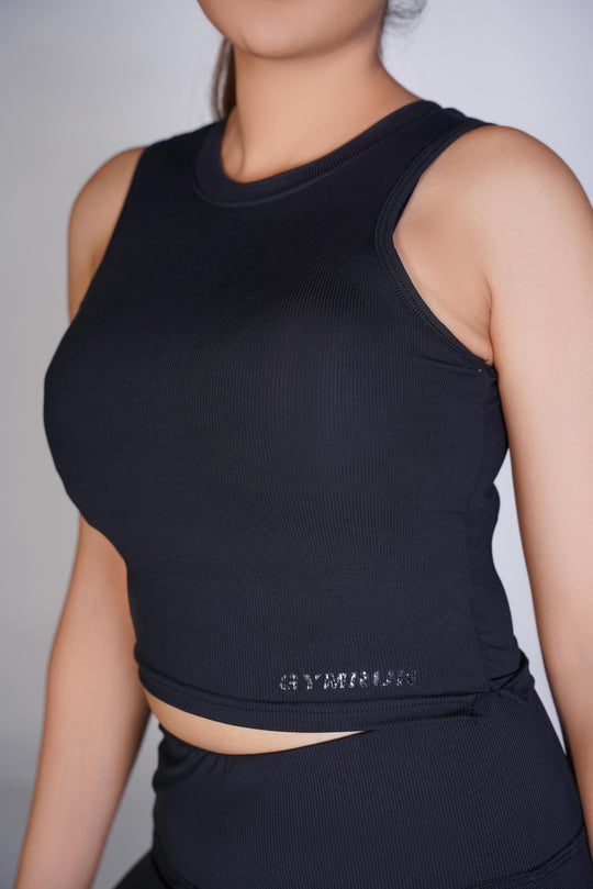 Supreme Padded Ribbed Crop Top - Black