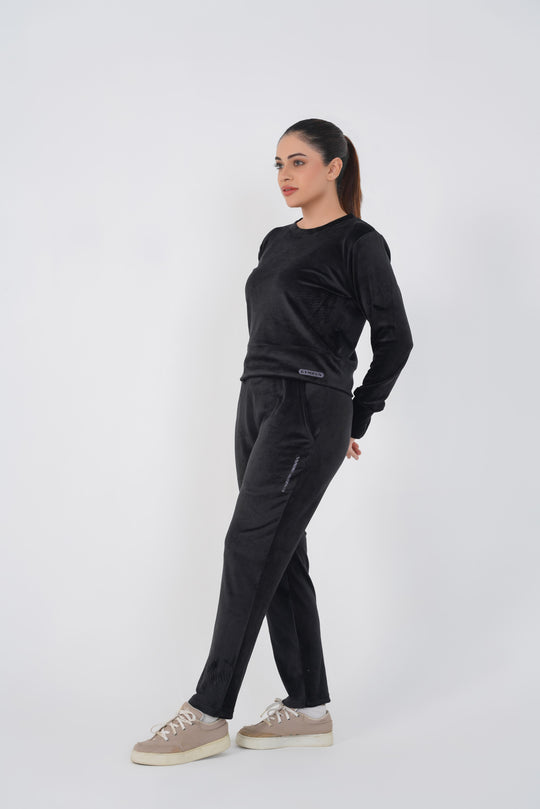 Ribbed velvet Cropped Top - Black