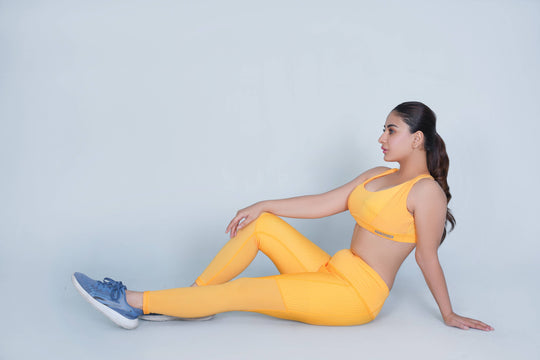 Classic Vent Set - Yellow  (Sports Bra + Legging)